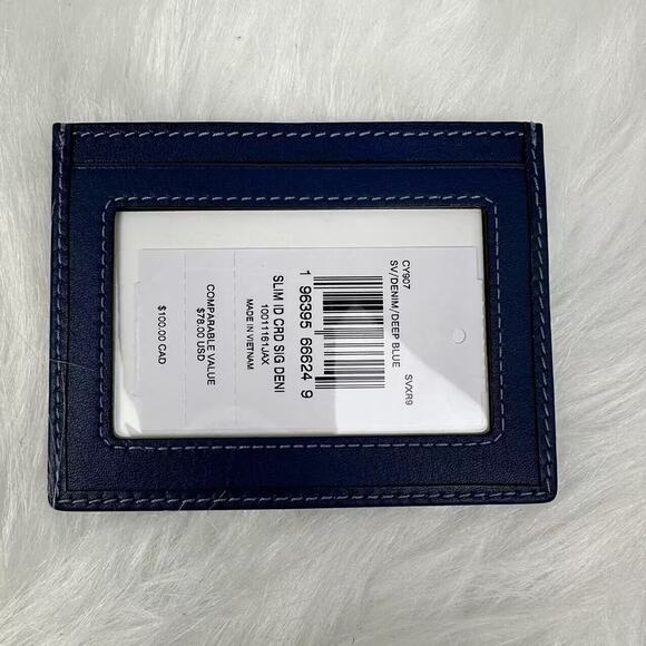 Coach Slim Id Card Case In Signature Denim & Leather NWT Limited CY907 - Picture 2 of 4